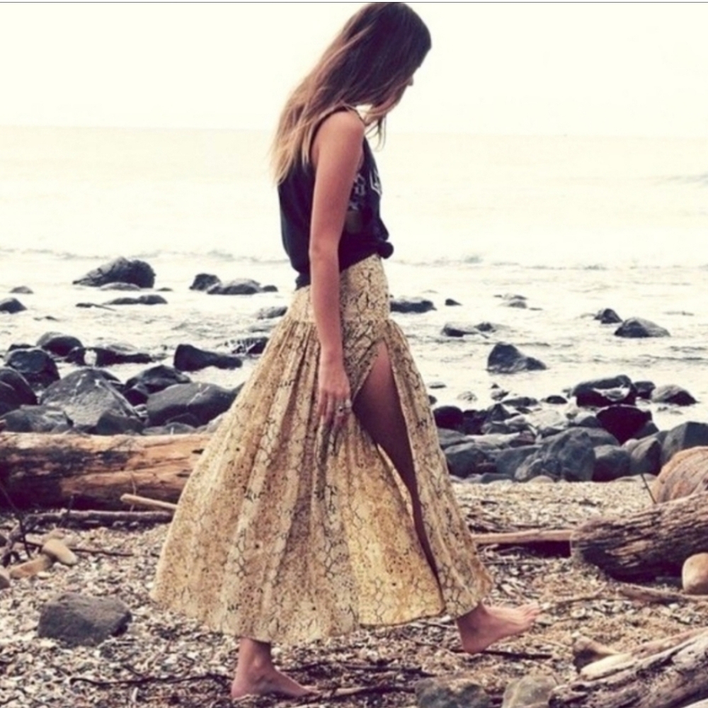 Spell Golden Maxi Skirt